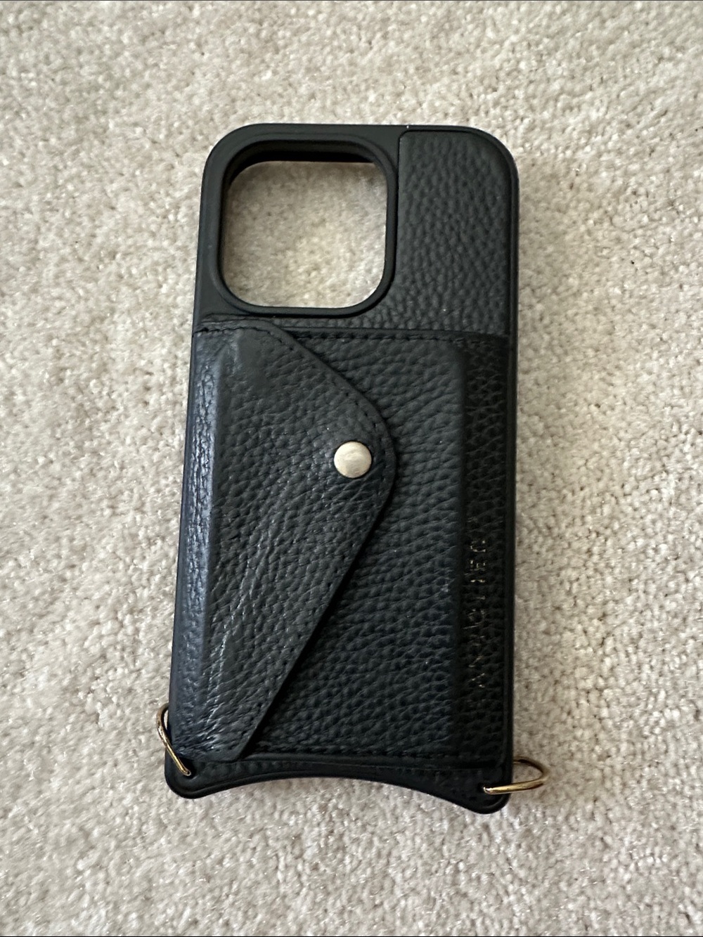 Bandolier Black Leather Wallet Case with Snap and Metal Rings